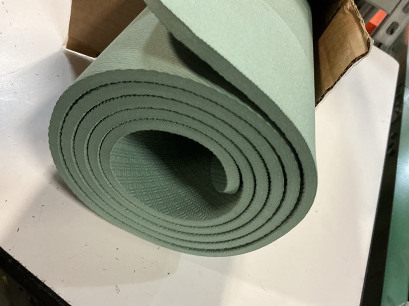 Condition photo showing New/Like New for keep extra wide yoga mat, 7mm thick 72" x 32" exercise mat | 7mm thick extra wide yoga mat with carry strap for home workout, yoga, exercise and pilates pale green