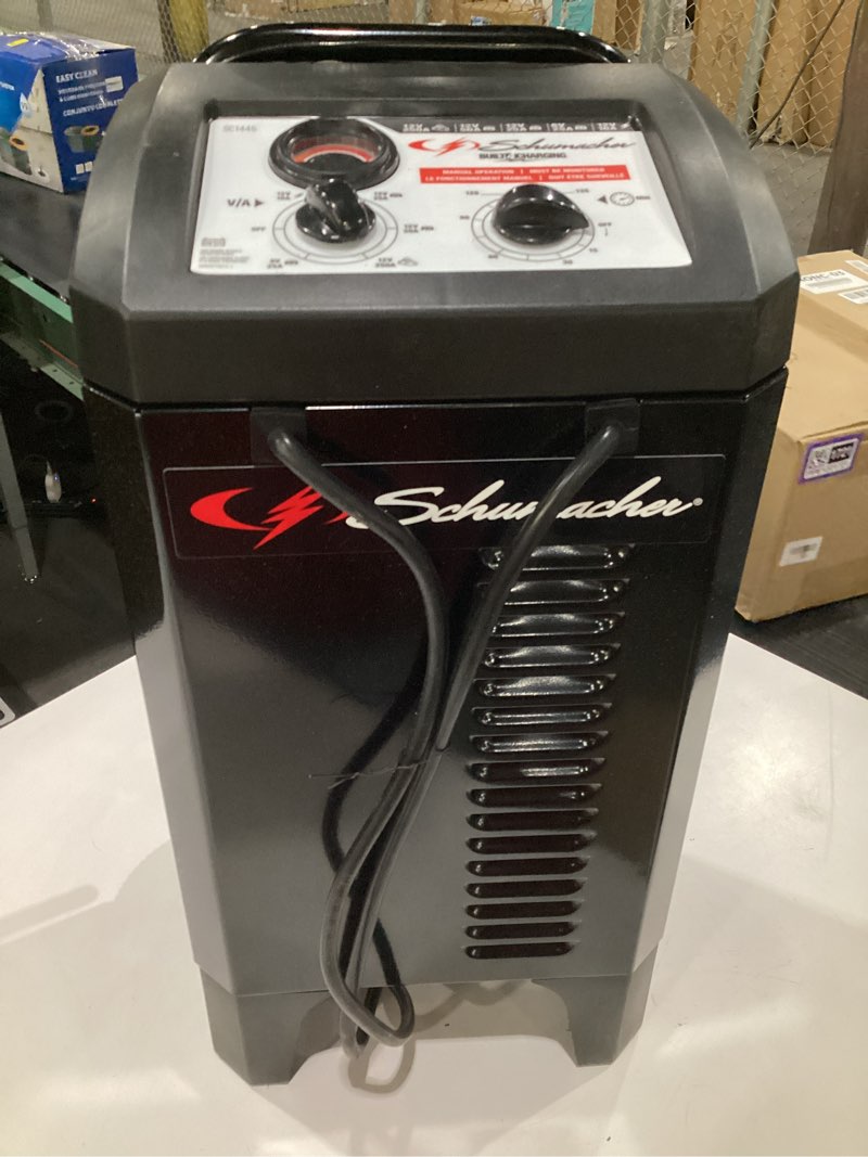 Condition photo showing Good Condition for (USED, NOT TESTED) Schumacher Electric Wheeled Manual 10A Car Battery Charger and 250A Engine Starter, 2-in-1 Solution, 50A Boost, for 6V/12V Power Sport, Automotive, and Marine Batteries, SC1445 250 Amp