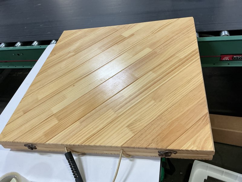 Condition photo showing Good Condition for folding picnic table for indoor outdoor, portable boho low picnic table with table runner, 60" x 30" wooden table for camping, wedding, beach, garden, party, seats 6-8 people