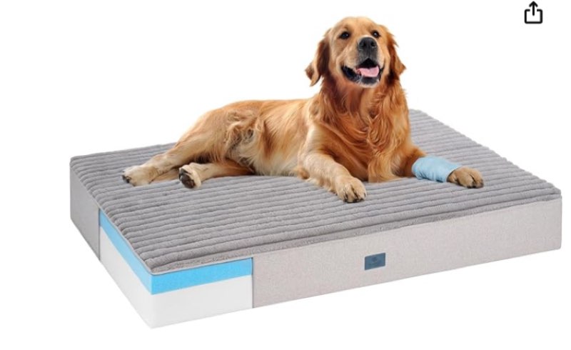 veehoo orthopedic memory foam dog bed, 7 inch thick extra large dog bed xl for senior dogs with ultra-soft fluffy surface, waterproof liner, removable washable cover and non-slip bottom