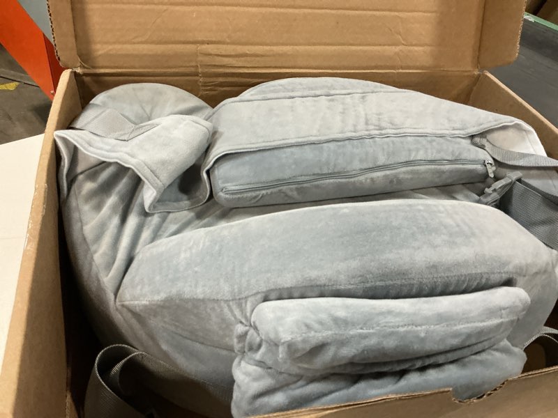 Condition photo showing As Is for Momcozy CozyPro Nursing Pillow - All Around Lumbar & Arm Support - Safety Guard, Firm & Springy Memory Foam-Stable, Ergonomic Support, Easier Breastfeeding, Wider Cushion, Adjustable, Removable Cover Grey (Cozypro With Lumbar Support) CozyPro Nursing Pillow