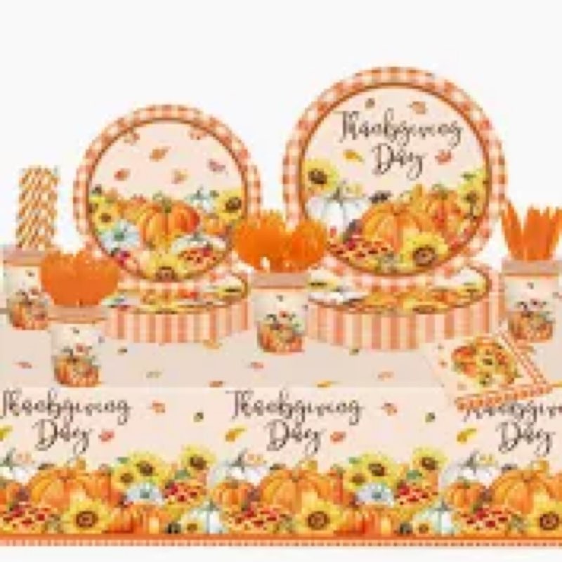 High-end Maple Leaf Pumpkin Tableware Set for Fall Thanksgiving Party Supplies - 161 Pcs Thanksgivin