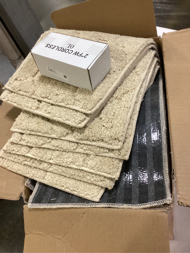 Condition photo showing As Is for BAGAIL Soft Stair Treads Non-Slip for Wooden Steps, 15pcs 28"x9" Peel and Stick Carpet Stair Treads for Hardwood & Tile Floors, Reusable & No Residue Stair Runner for Kids, Elders and Pets, Warm Sand Warm Sand 28" x 9" (Rectangular) - 15 Pieces