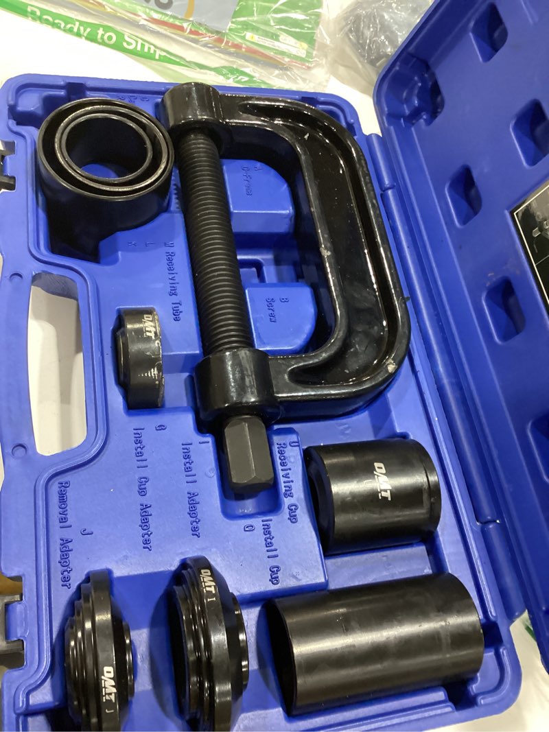 Condition photo showing Good Condition for Orion Motor Tech Ball Joint Press Kit, Heavy Duty Ball Joint Removal Tool with 4wd Adapters, Ball Joint Tool for Most 2WD and 4WD Cars and Light Trucks black C-frame