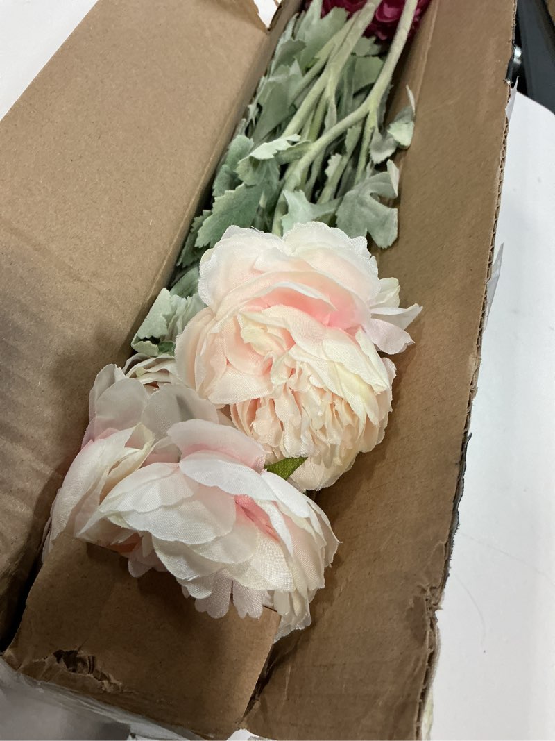 Condition photo showing Good Condition for artificial flowers silk peony pink flowers combo rose red silk flowers bouquet 10pcs 30heads fake peonies for faux floral arrangements home table kitchen wedding party farmhouse decor