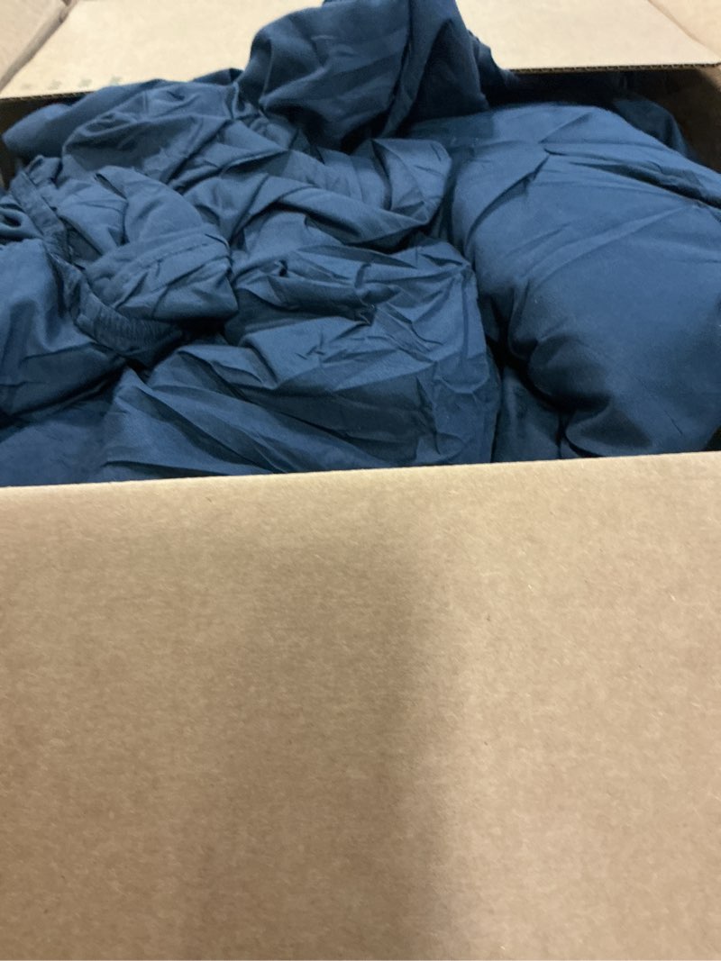 Condition photo showing As Is for CozyLux Queen Comforter Set Navy Blue, 7 Pieces Pintuck Bed in A Bag, Premium Blue Comforter Queen Size, Pinch Pleat Bedding Sets with Comforter, Sheets, Pillowcases & Shams Navy Blue Queen