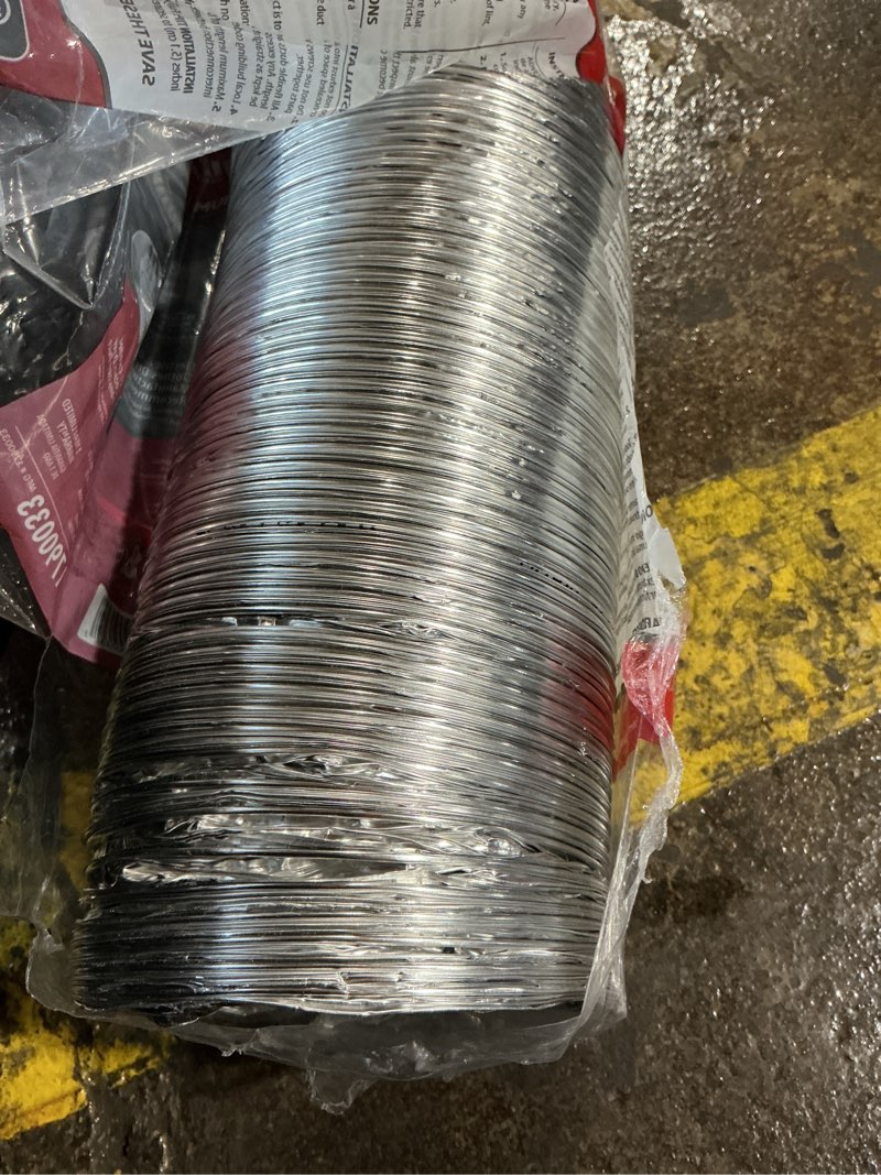 Condition photo showing As Is for rigiflex rigiflex semi-rigid silver flexible duct for electric and gas clothes dryer installation