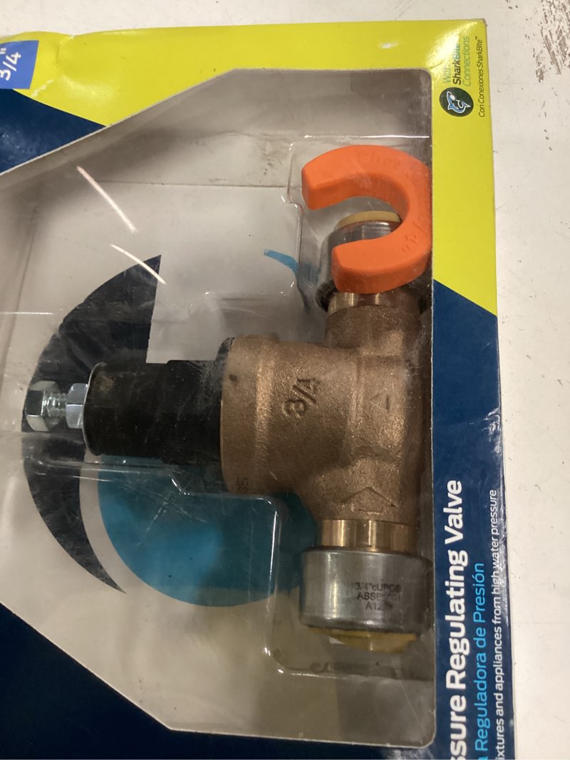 Condition photo showing As Is for sharkbite 3/4-in push-to-connect brass pressure regulator valve