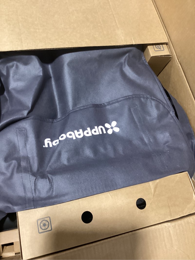 Condition photo showing New/Like New for UPPAbaby Vista V3 Stroller - Full-Size Single-to-Double Stroller System - Toddler Seat, Bug Shield, Rain Shield, and Storage Bag Included - Jake (Charcoal/Carbon Frame/Black Leather) Vista V3 Stroller Jake (Charcoal)