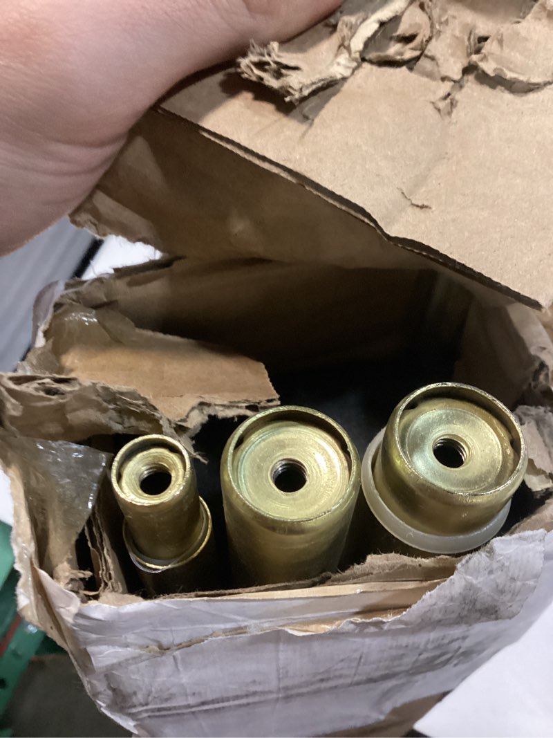 Condition photo showing As Is for double blackout curtain rods 140 to 164 inches (11.5-13.5 feet),1-inches front and 5/9 inches back adjustable end cap double window drapery rod for drapes and curtains,brass 140-164" brass