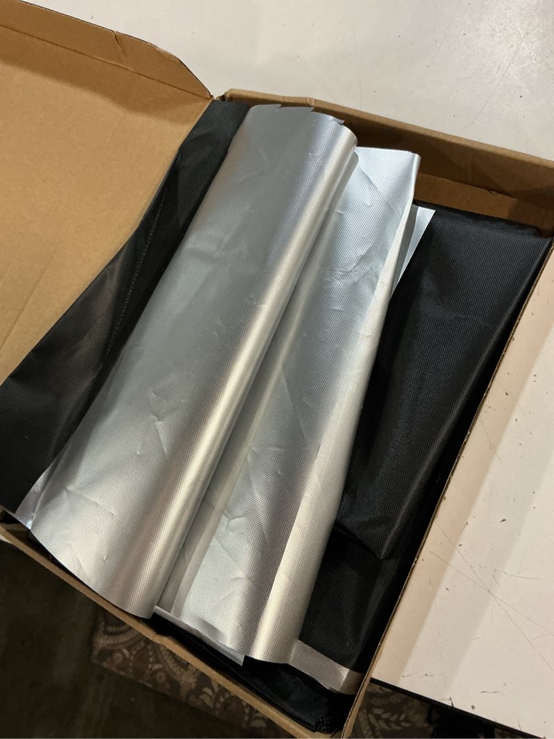 Condition photo showing As Is for 100% blackout blind magnetic blackout window cover 118 x 57inch,black out curtains with strong magnet no drill cuttable window shades for bedroom,nursery,rv,media room black 57"w x 118"h