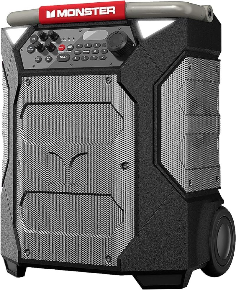 monster rockin’ roller 270 indoor/outdoor portable bluetooth speaker | up to 200w of 270 degree sound & up to 100 hours of playtime