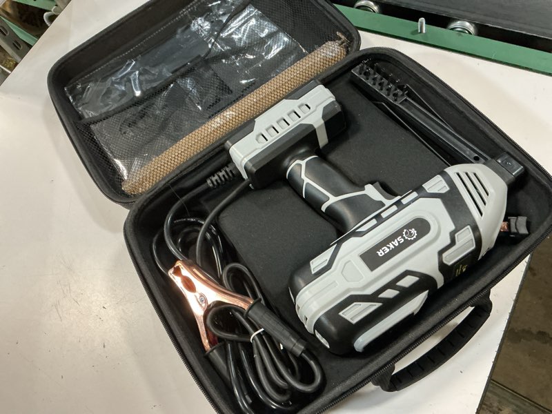 Condition photo showing New/Like New for saker portable electric welding machine,110v portable welder handheld with igbt inverter 5 variable current adjustment, arc welder gun, fits for 3/32" wire rods (grey) welding machine(20 rods)