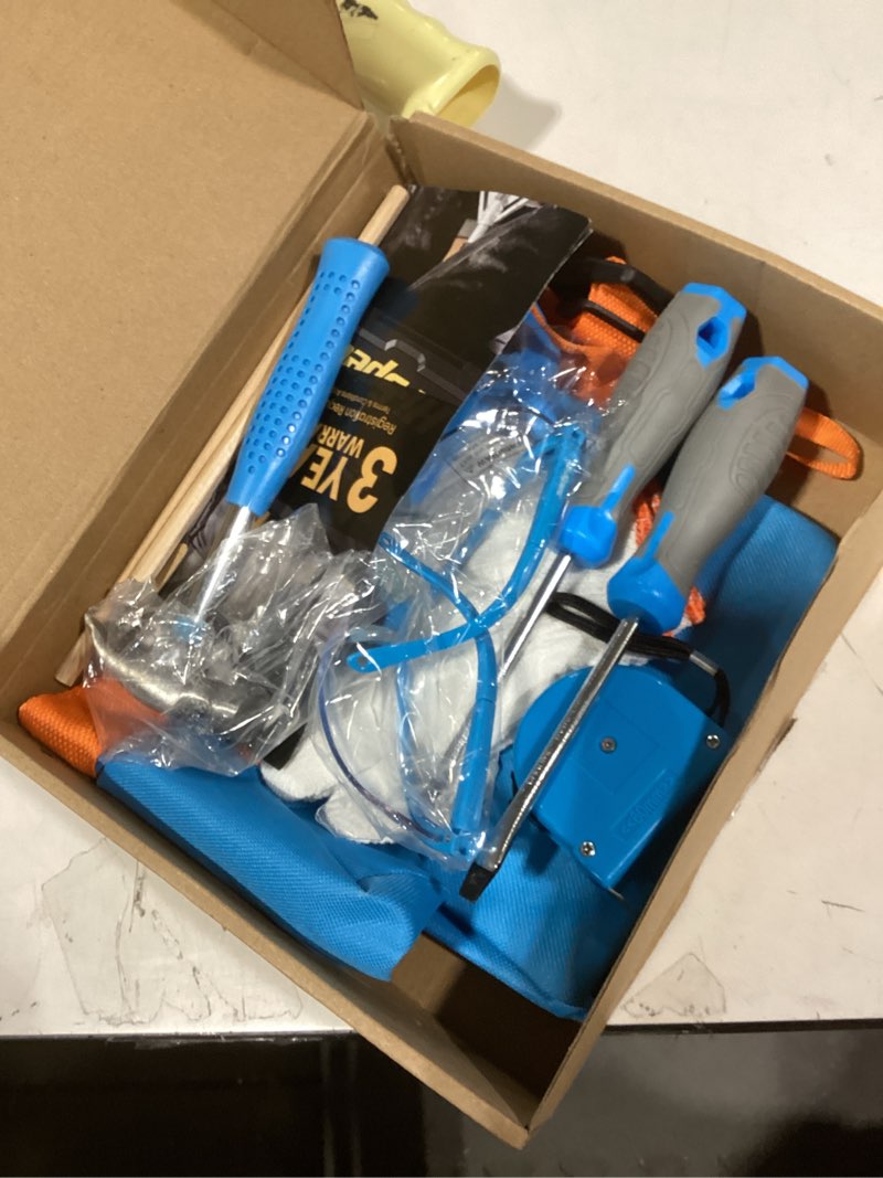 Condition photo showing Good Condition for Hi-Spec 16pc Kids Tool Set with Tool Belt – Real Child-Sized Tool Kit for Boys & Girls, DIY Building, Hand Tools, Woodworking, Carpentry, STEM Learning, Construction Play Set – Blue Blue 16 Piece