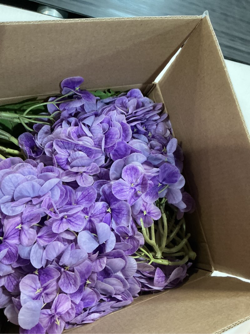 Condition photo showing Good Condition for artflower 4pcs real touch hydrangea artificial flowers, 22.5'' purple full latex faux hydrangea flowers for home floral arrangements wedding bouquets kitchen table centerpiece decorations purple 4 pcs
