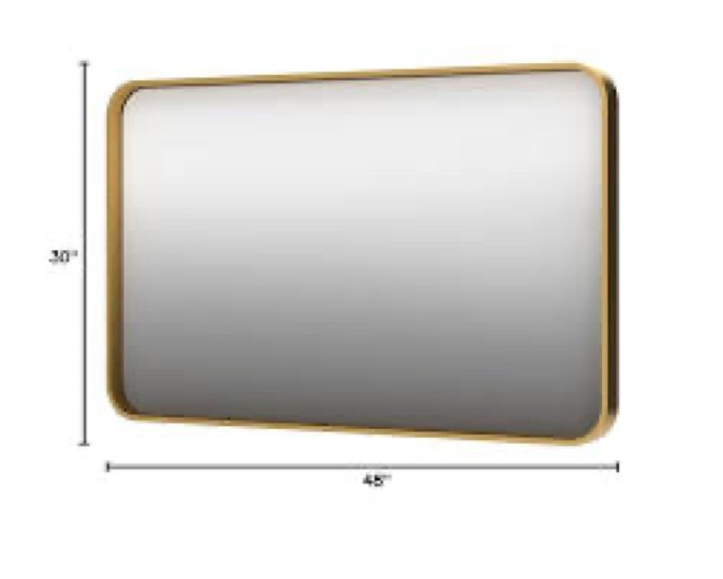TokeShimi 20 x 30 Inch Matte gold Bathroom Wall Mirror Vanity Metal Frame Round Corner Rectangular for Home Decor Living Room Entryway (Horizontal/Vertical) 30\"L x 20\"W Rectangle , gold