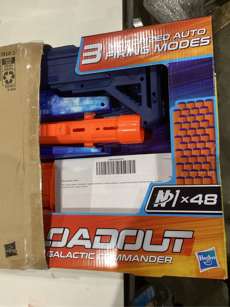 Condition photo showing As Is for Nerf Loadout Galactic Commander Motorized Blaster, 3 Firing Modes, 3 Attachment Accessories, 48 Nerf N1 Darts, Kids Toys & Gifts, Ages 8+