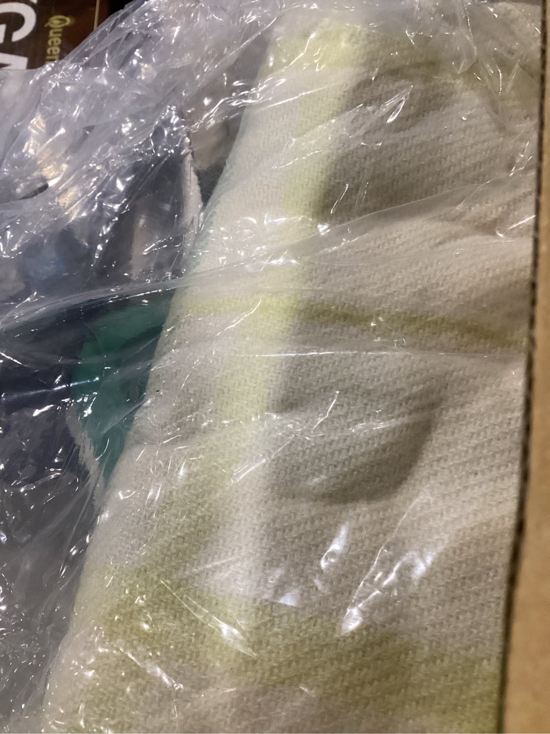 Condition photo showing New/Like New for BATTILO HOME Spring Summer Plaid Throw Blanket for Couch Bed, Decorative White Green Stripe Blanket Throw Farmhouse Throw Blankets, Buffalo Checkered Plaid Blankets and Throws for Home Decor White&green