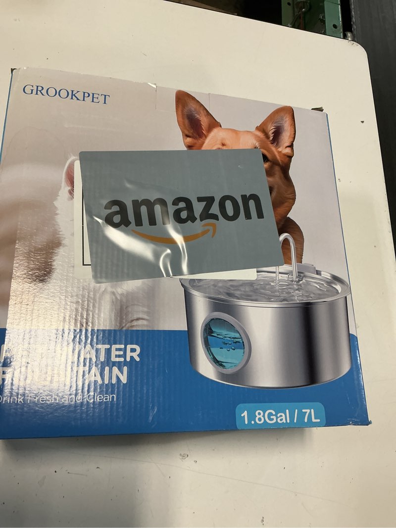 Condition photo showing New/Like New for Dog Water Fountain for Large Dogs: 7L/236oz/1.8G Dog Fountain Stainless Steel - Big Cat Drinking Fountain Indoor - Super Quiet Water Fountain for Dogs Inside - for Large Dog Cats & Multi-Pet Home
