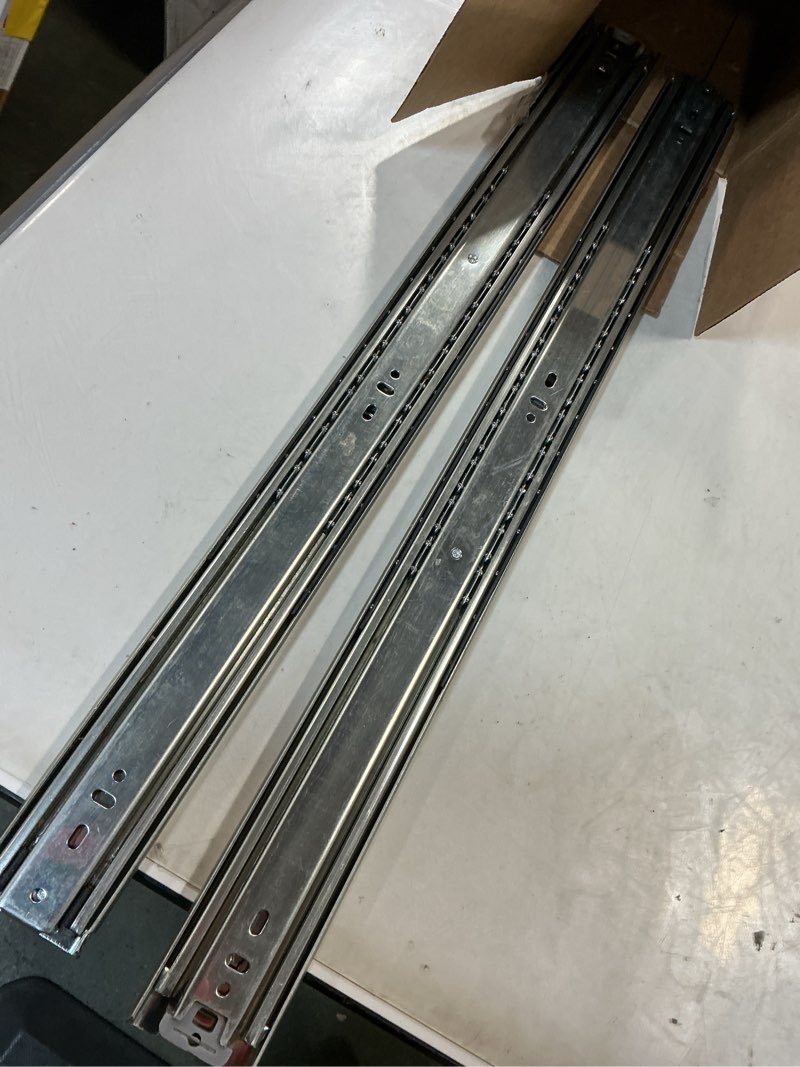 Condition photo showing As Is for Heavy Duty Drawer Slides Full Extension Runners 12 14 16 18 20 22 24 26 28 30 32 34 36 38 40 Inch Side Mount Rails for Drawer Capacity 129 lb 1 Pair Without lock 24 Inch
