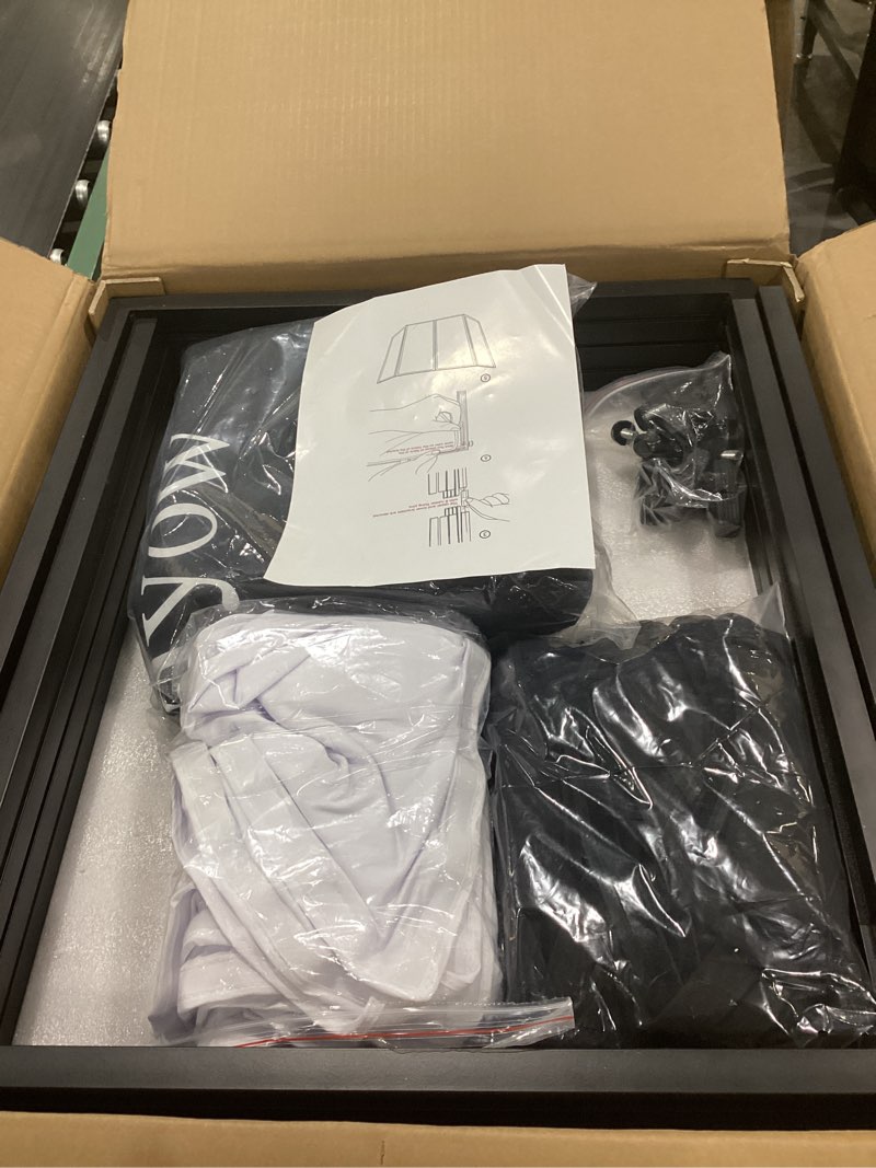 Condition photo showing Good Condition for dj facade booth portable event cover screen-foldable 4 detachable metal frame light projector display scrim panel stand with carry bag for show,party,gathering,dj stand(white and black)