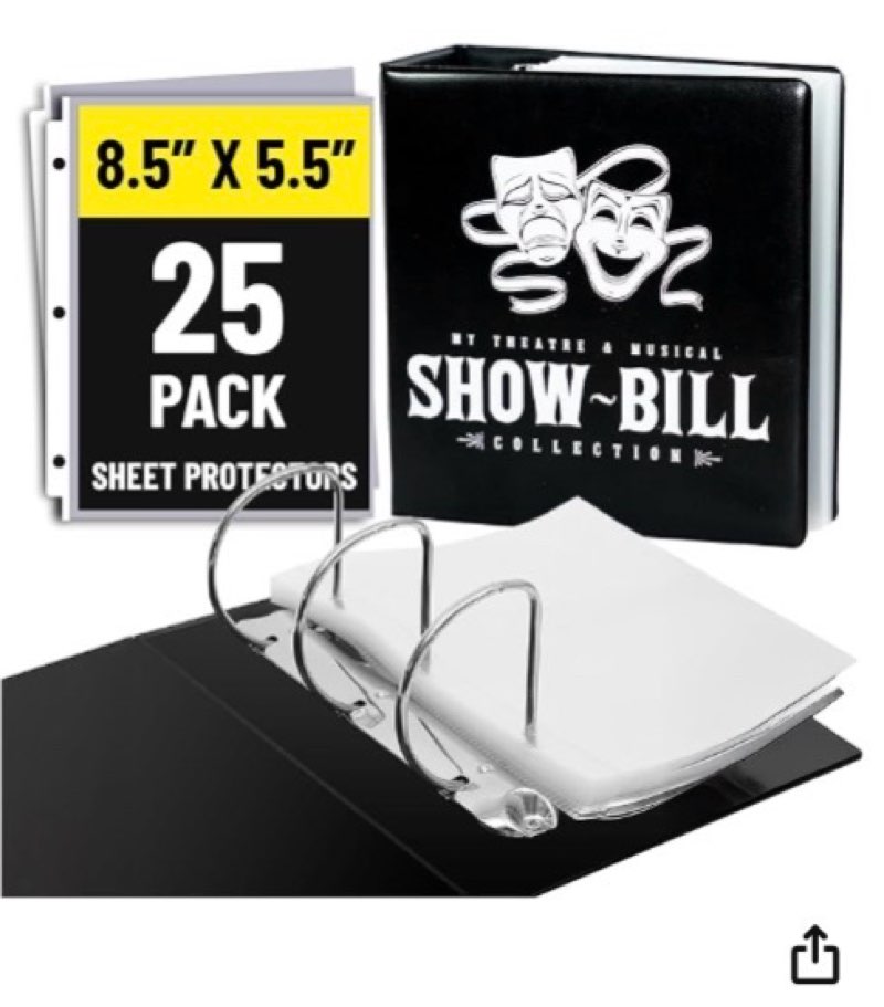 Show-Bill/Playbill Binder for Broadway and Theatre Show-Bills, Comes with 20 Sheet Protectors to Hold and Organize All Your Playbills, D-Ring, Black, by Ring Binder Depot