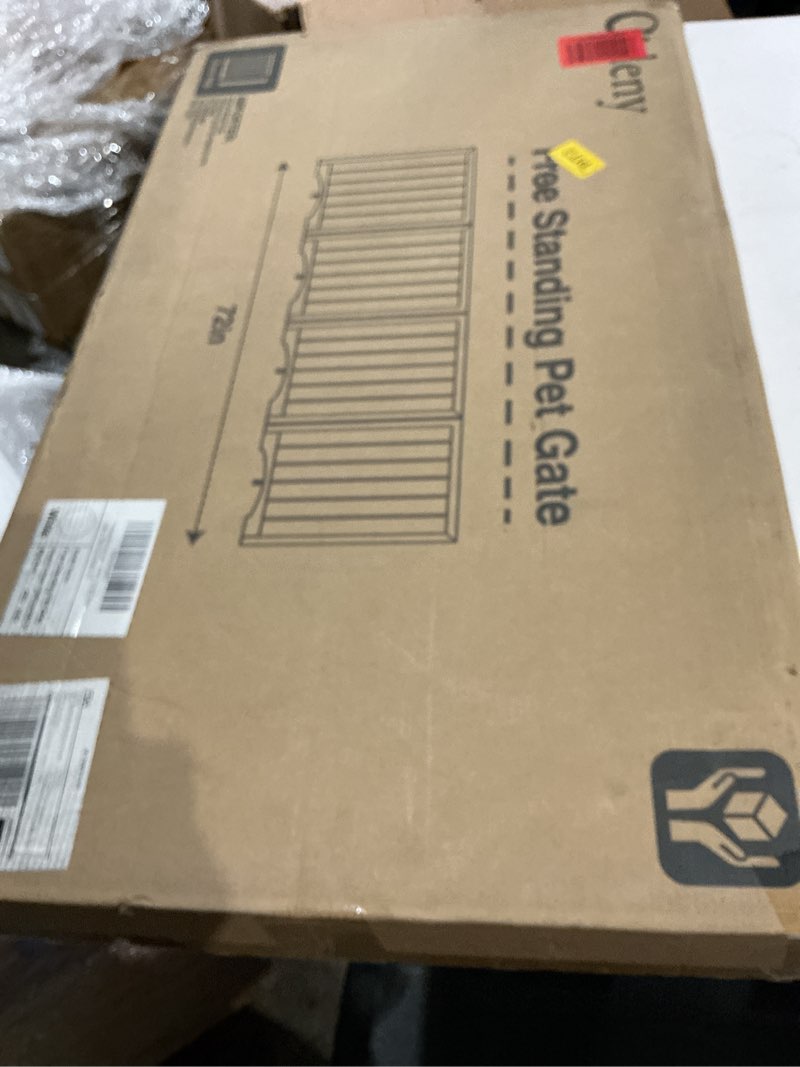 Condition photo showing Good Condition for 32" extra tall freestanding dog gate, foldable pet gate for doorways stairs hallways, 4-panel dog fence with support feet for stability, folding puppy gate easy to carry no drilling 72"x32" white 4-panel, 32"tall