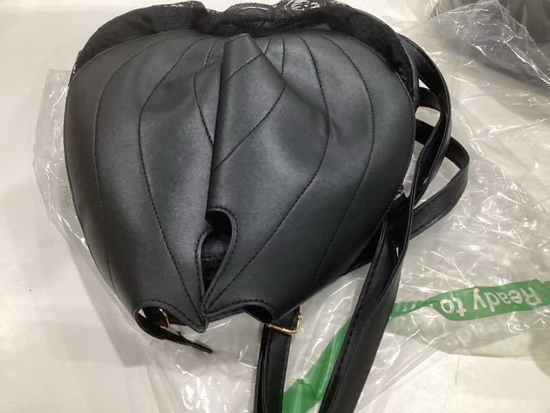 Condition photo showing Good Condition for fashion girl gothic black bat heart wings backpack goth punk lace wing bag backpack handbags