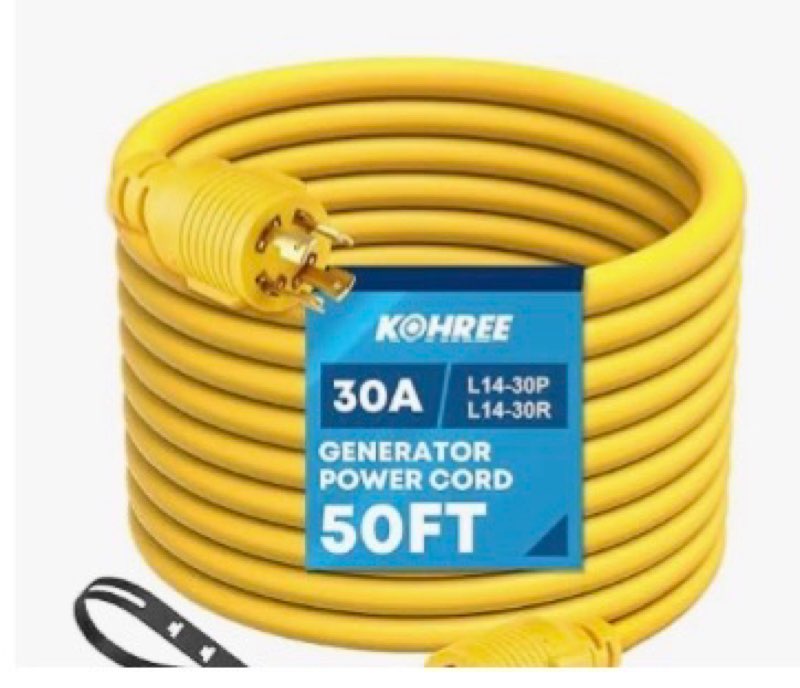 Kohree 75 Feet 30 Amp Generator Cord and Power Inlet Box Kit, 4 Prong NEMA L14-30P to L14-30R Genera