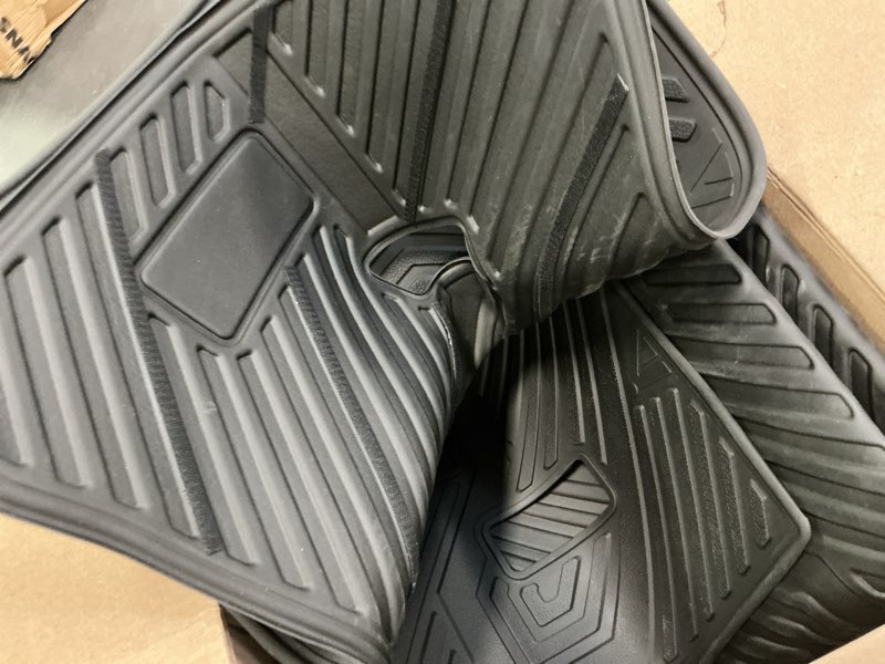 Condition photo showing As Is for Zone Tech All Weather Rubber Car Interior Floor Mats 3-Piece Trimmable Waterproof Odorless Black Heavy Duty Interior Floor Mats Universal Fit