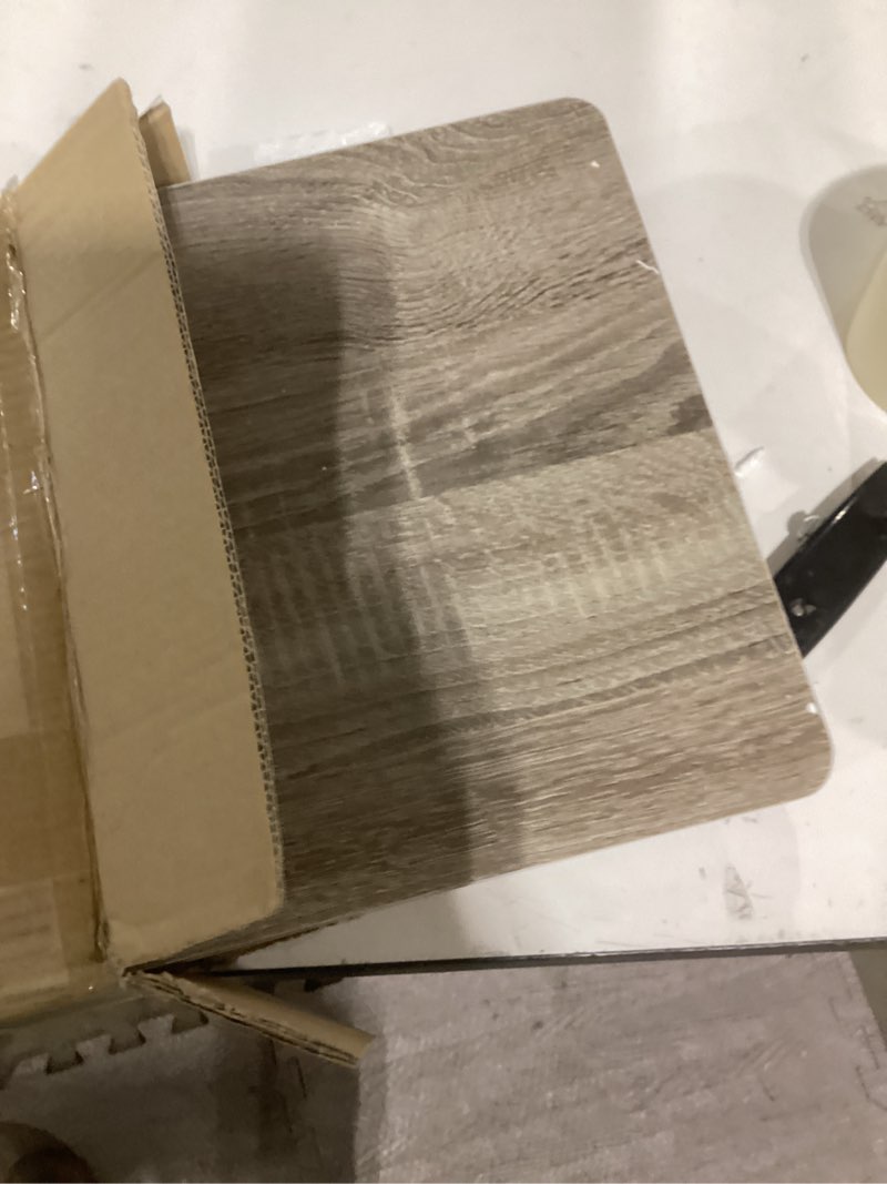 furinno turn-n-tube c shaped side table with casters, french oak grey/black