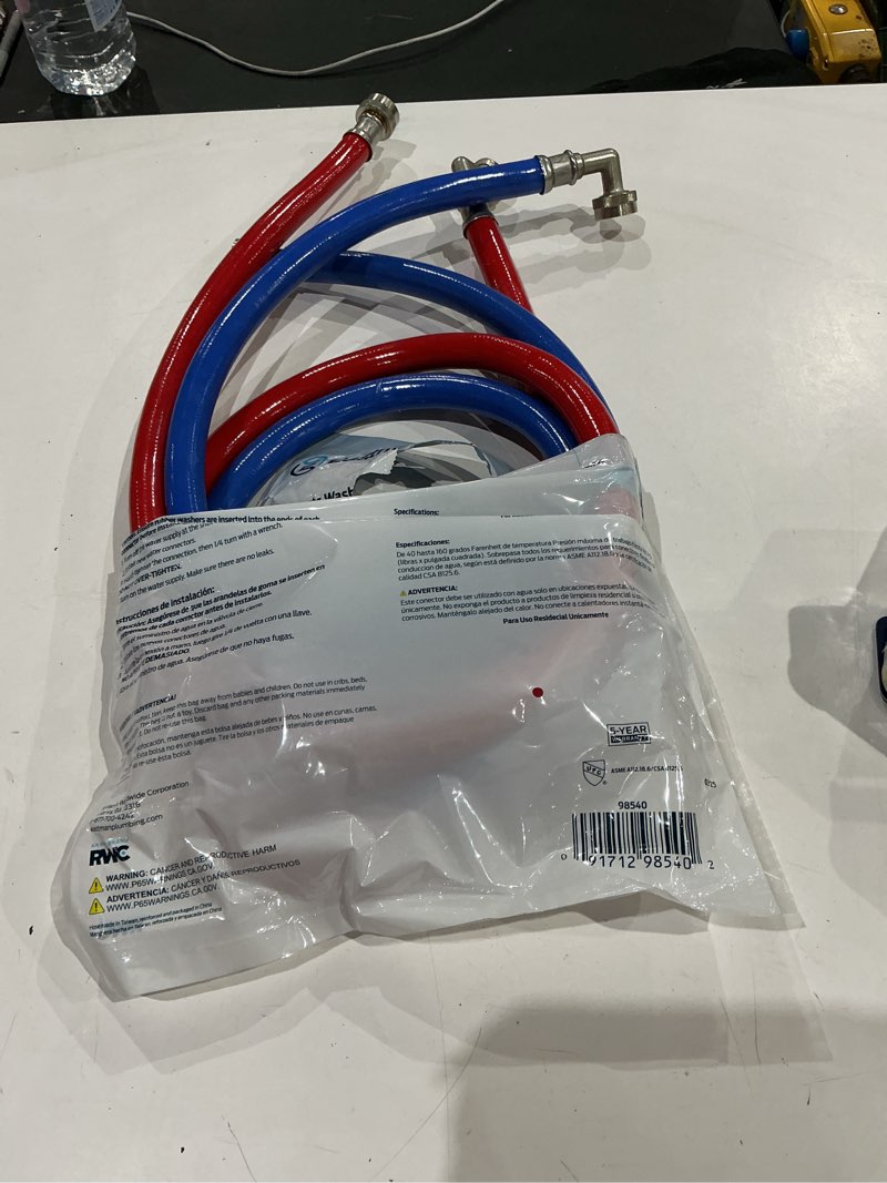 Condition photo showing As Is for eastman 2-pack 6-ft 3/4-in fht inlet x 3/4-in fht outlet pvc washing machine connector