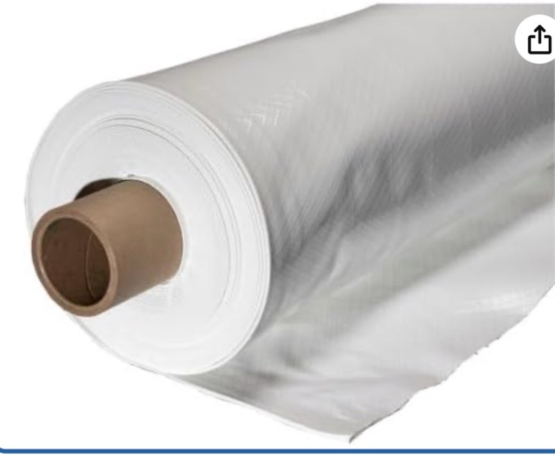 farm plastic supply - crawl space vapor barrier - 20 mil - white heavy duty plastic sheeting - thick polyethylene film, drop cloth vapor barrier covering for crawlspace and basement