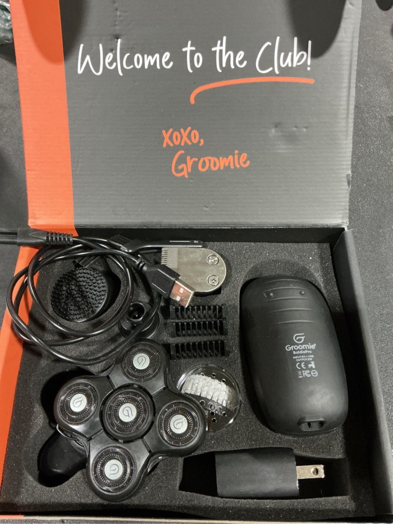 Condition photo showing As Is for Groomie Baldie Pro Cordless Head Ergonomic Electric Shaver Type for Men  Rechargeable