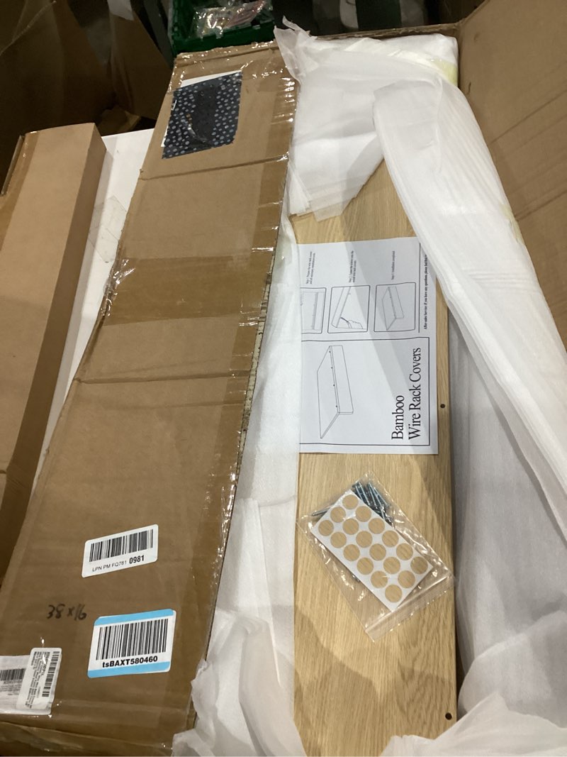 Condition photo showing New/Like New for solid wood shelf covers for wire shelving, wire rack covers for closet shelves (5pcs, 30" w x 16" d) natural wood 30"w x16"d x2.6"h