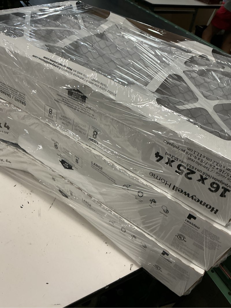 Condition photo showing Good Condition for honeywell home 16x25x4 merv 8, ac furnace air filter, 3 pack (cf408f1625-3pkam) (actual dimensions: 15.63 x 24.75 x 4.38 in.)