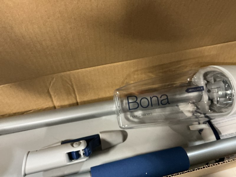 Condition photo showing Good Condition for bona spray mop air - includes multi-surface floor cleaner concentrate and microfiber pad - lemon mint scent - lightweight & compact mop