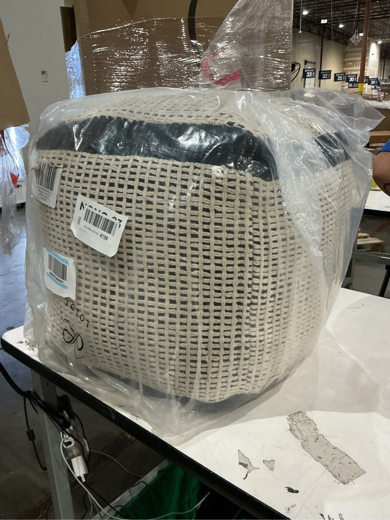 Condition photo showing Good Condition for loloi ii lpf0040 black/ivory 18'' w x 18'' d x 18'' h pouf
