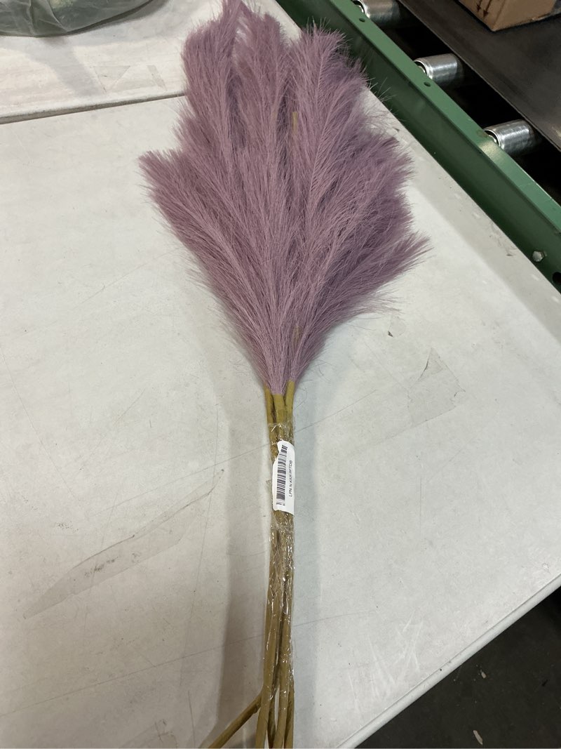 Condition photo showing As Is for Pampas Grass Decor Tall, 43"/110cm Faux Pampas Grass 6 Stems Large Pompass Grass Branches Tall Bulk Boho Flower Arrangement for Home Room Wedding Party Decor (Light Purple)