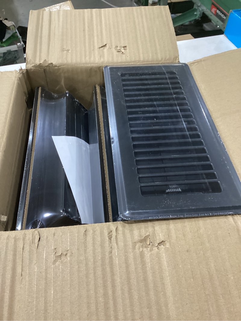 Condition photo showing New/Like New for floor register 4x10, floor vent covers for home floor, sidewall, heavy duty steel walkable floor grates, adjustable air vent covers rust proof finish, 4" x 10'' floor vent, 6 pack, black black 4'' x 10'' 6 pack