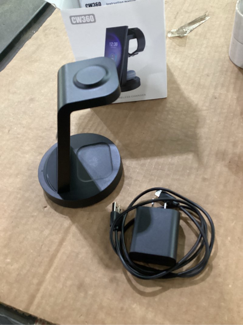 Condition photo showing Good Condition for wireless charger for samsung: 3 in 1 wireless charging station for samsung galaxy watch 8 7 6 5 4 3 pro classic galaxy buds - charger dock stand for s26 s25 s24 ultra s23 s22 s21 note z fold android black