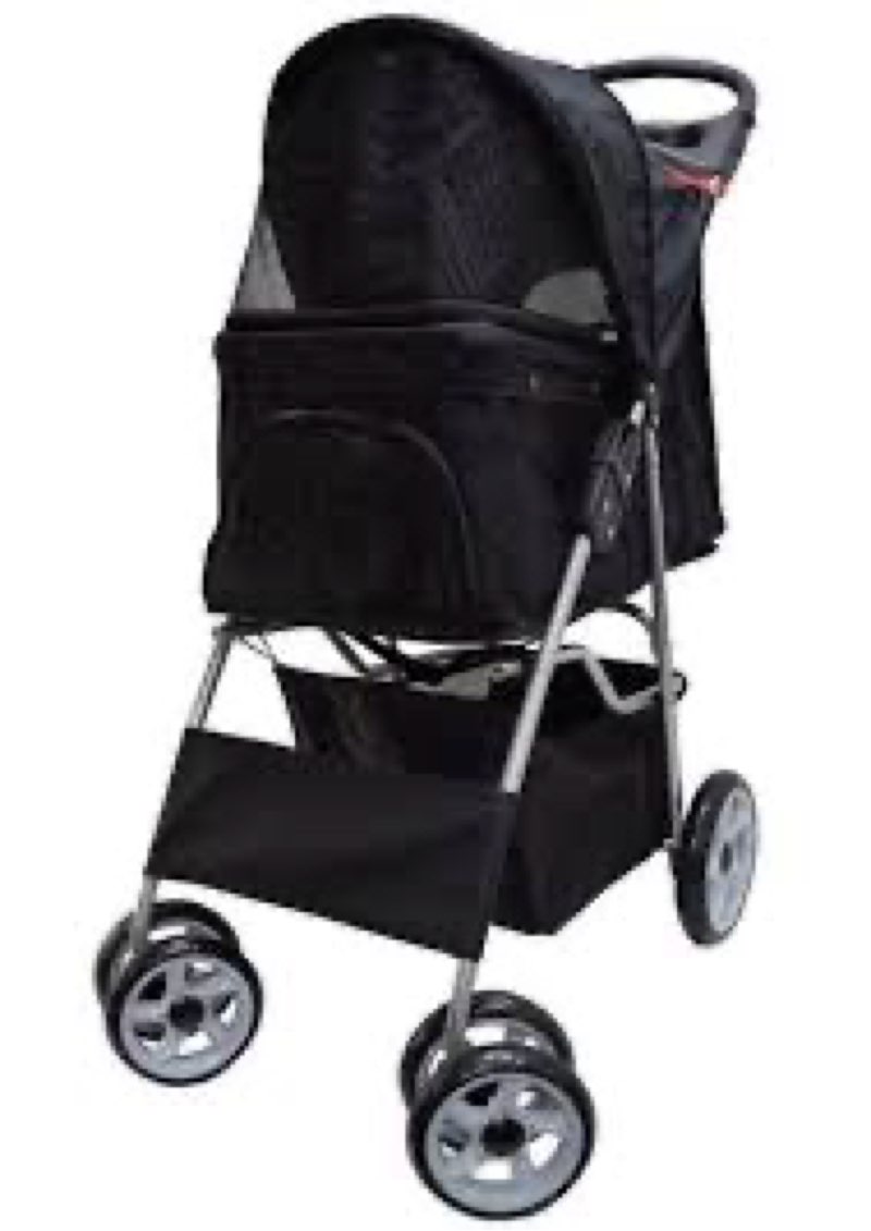 pet stroller for dogs and cats - foldable, lightweight, and durable - ideal black