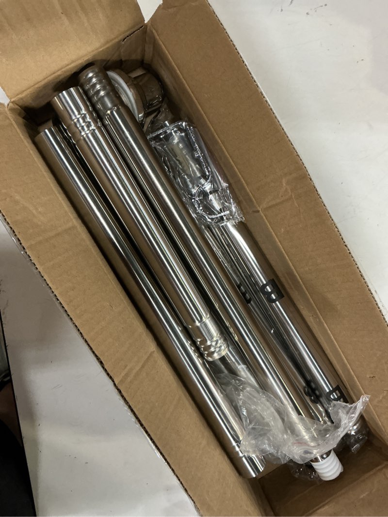 Condition photo showing Good Condition for silver long curtain rod tension shower curtain rods 30 to 120 inch adjustable heavy duty rods for bathroom windows outdoor spliced telescopic design no drill no slip stainless steel silver 30-120“