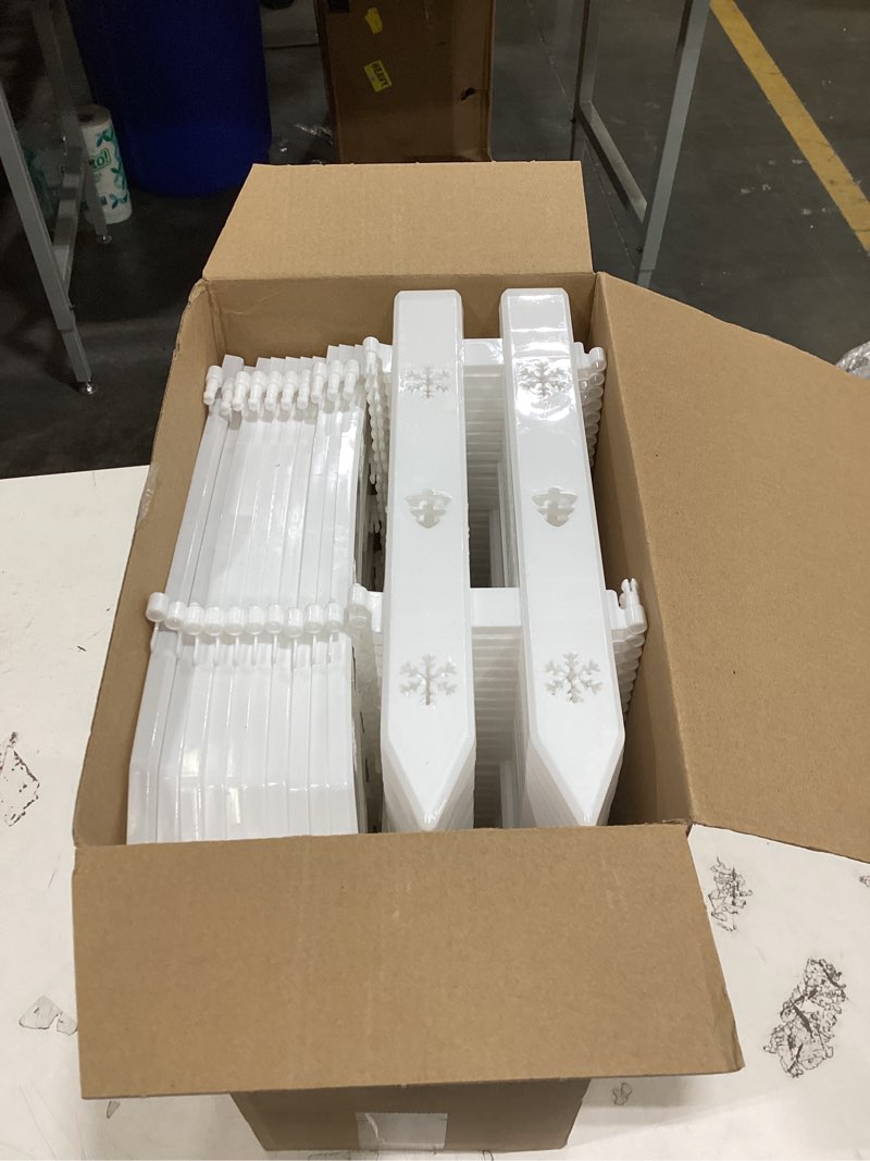 Condition photo showing Good Condition for anglechic 100 pcs white garden fence edging, 29.5ft total plastic picket fence border for flower beds, 12 inch decorative lawn edging landscape guard for yard path small animal & holiday decor white 100