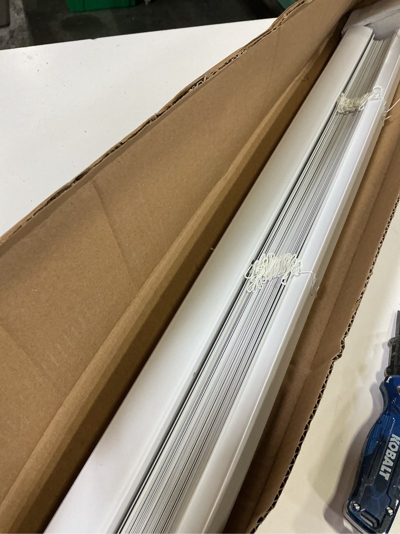 Condition photo showing As Is for (unknown size)cordless light filtering mini blind - 30 inch width, 72 inch length, 1\" slat size - pearl white - cordless gii morningstar horizontal windows blinds for interior by achim home decor 30\"w x 72\"h pearl white