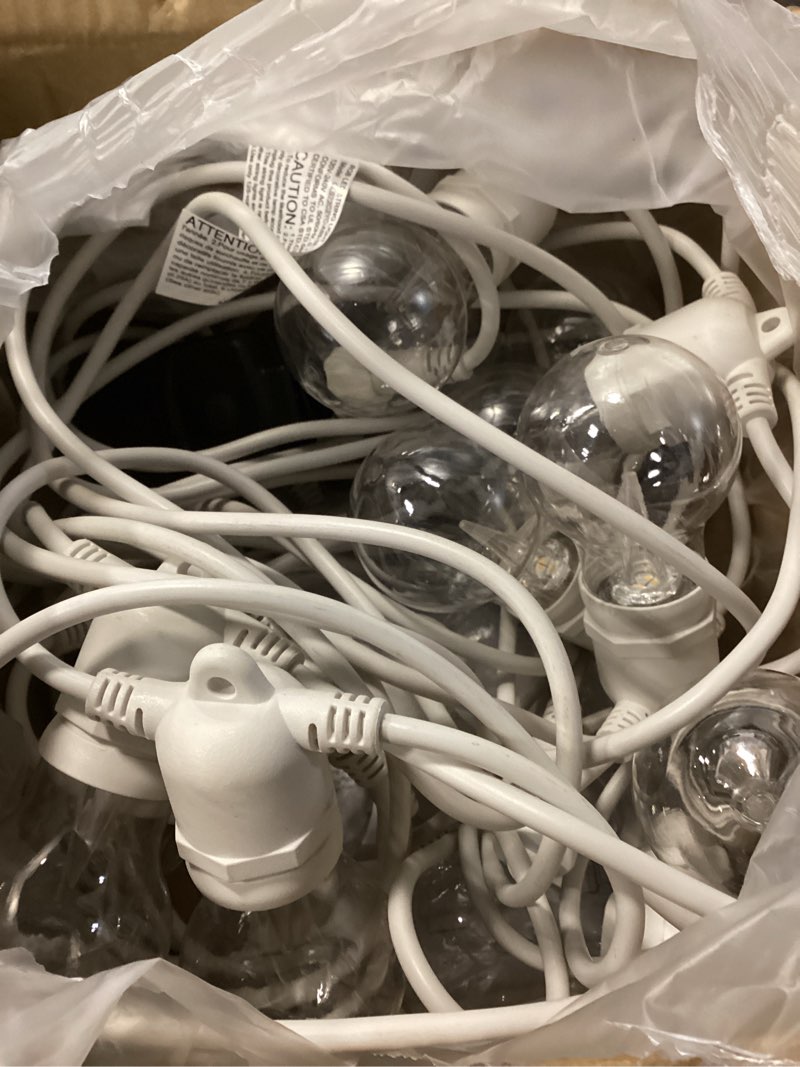 Condition photo showing New/Like New for 48ft rgb led outdoor string lights - dimmable color changing patio lights with shatterproof e26 edison bulbs, remote control for garden, bistro & backyard decor(white) plug a55 48ft rgb white