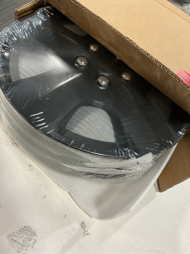 Condition photo showing New/Like New for SCITOO 15" Black Hubcaps Set of 4, fits Cars, Trucks, SUVs, Easy Install, Universal fit, Stylish & Rust-Resistant