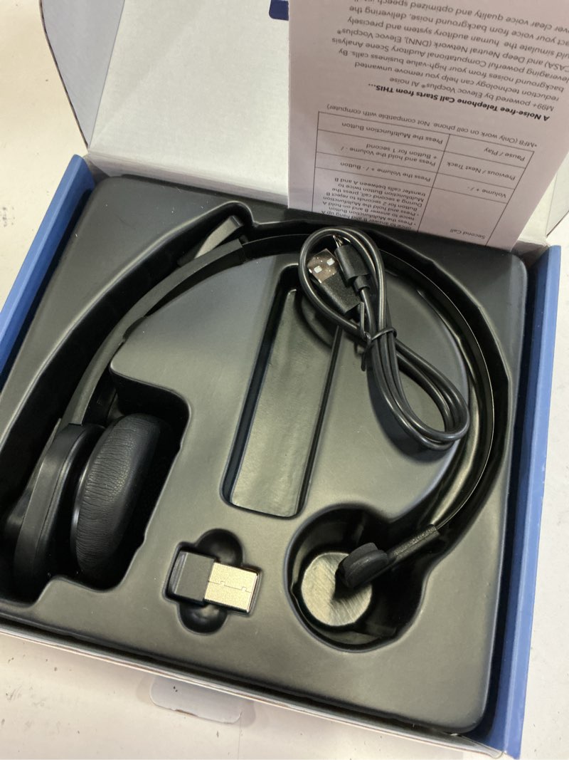 Condition photo showing Good Condition for sarevile bluetooth headset with usb dongle for computer, single-ear wireless headset with noise cancelling microphone for office & truckers, bluetooth v5.2 with mute button for work black