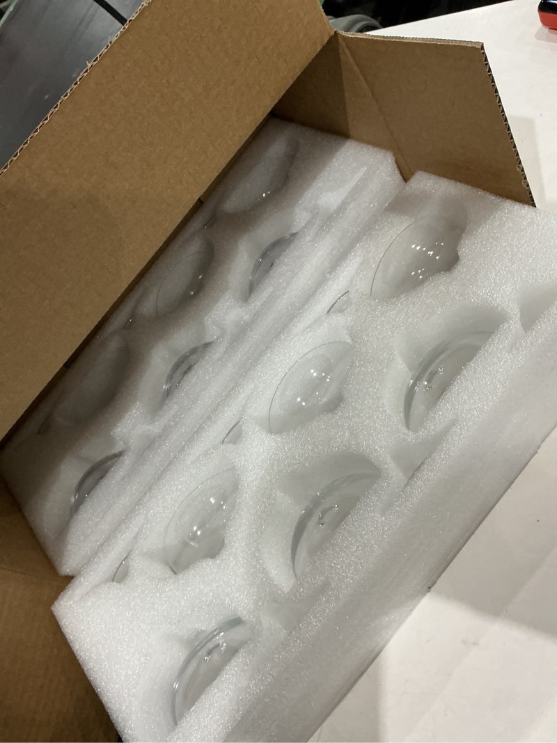 Condition photo showing New/Like New for set of 12 - champagne coupe glasses, 7 oz clear cut rim martini glass with short stable base, ideal for parties, birthdays and bars, dishwasher safe