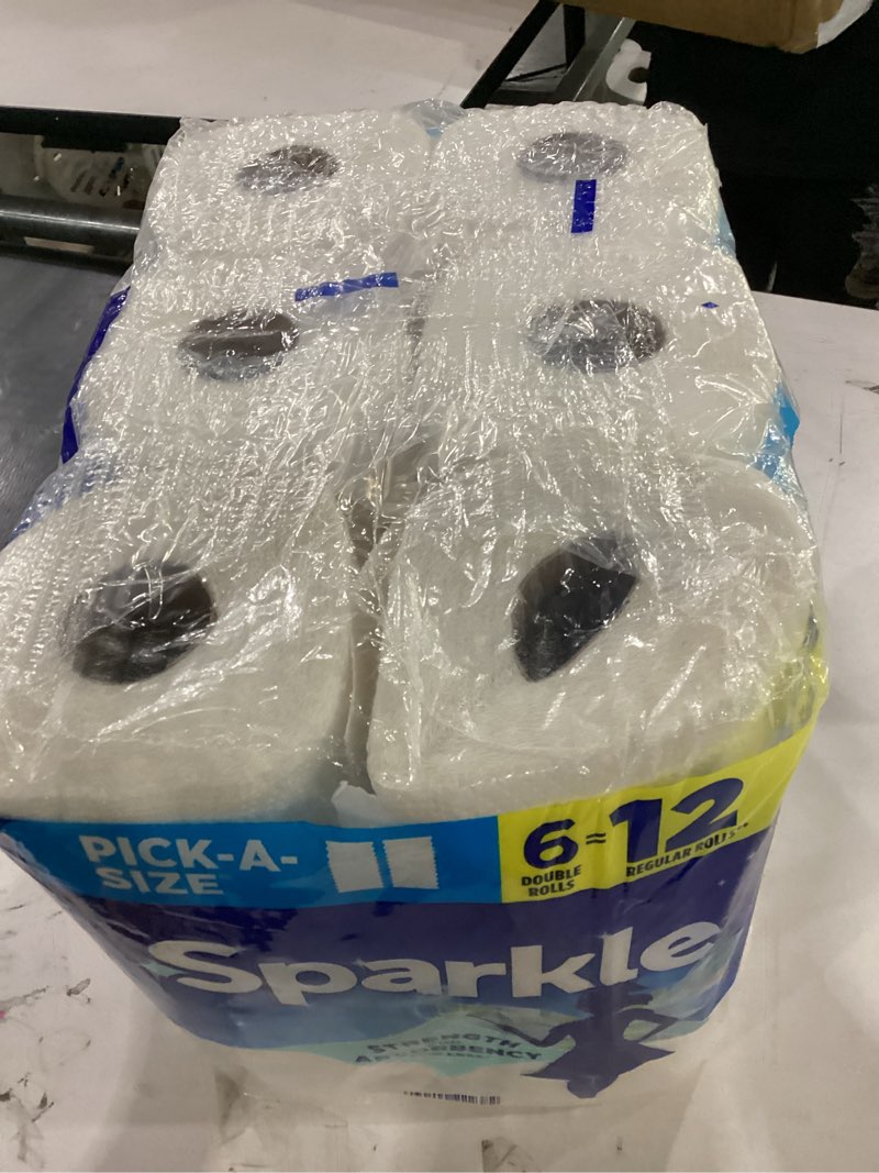 Condition photo showing New/Like New for sparkle pick-a-size paper towels, 6 double rolls (660 sheets total) - strong 2-ply towels for kitchen cleanup and everyday messes double 6 double rolls (pack of 1)